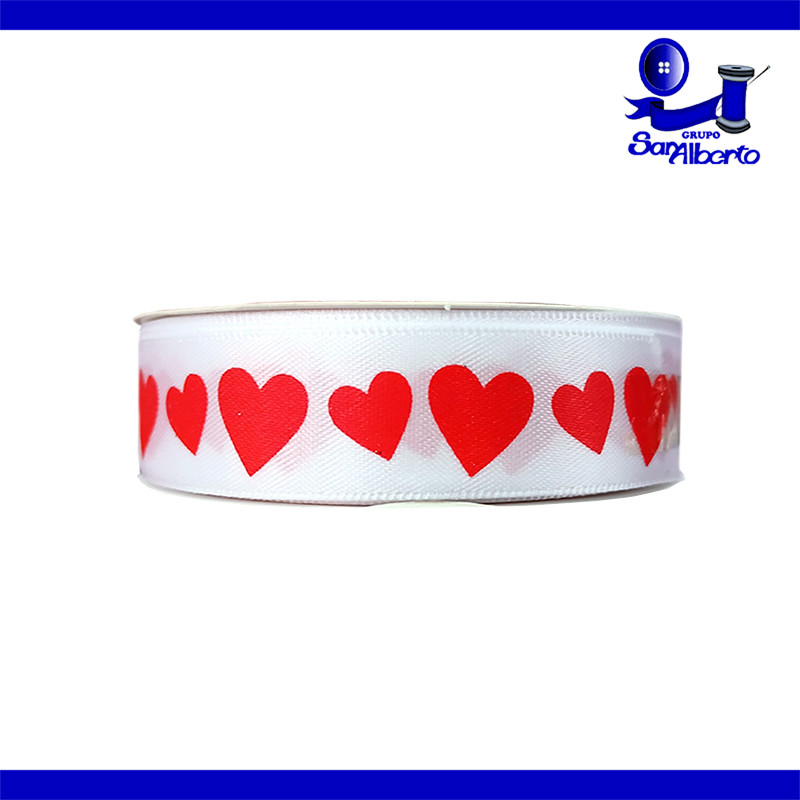 Listón Decorado Corazón Blanco-Rojo Mod. Pc048