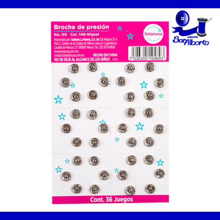 Broche de Presión No.00 Níquel