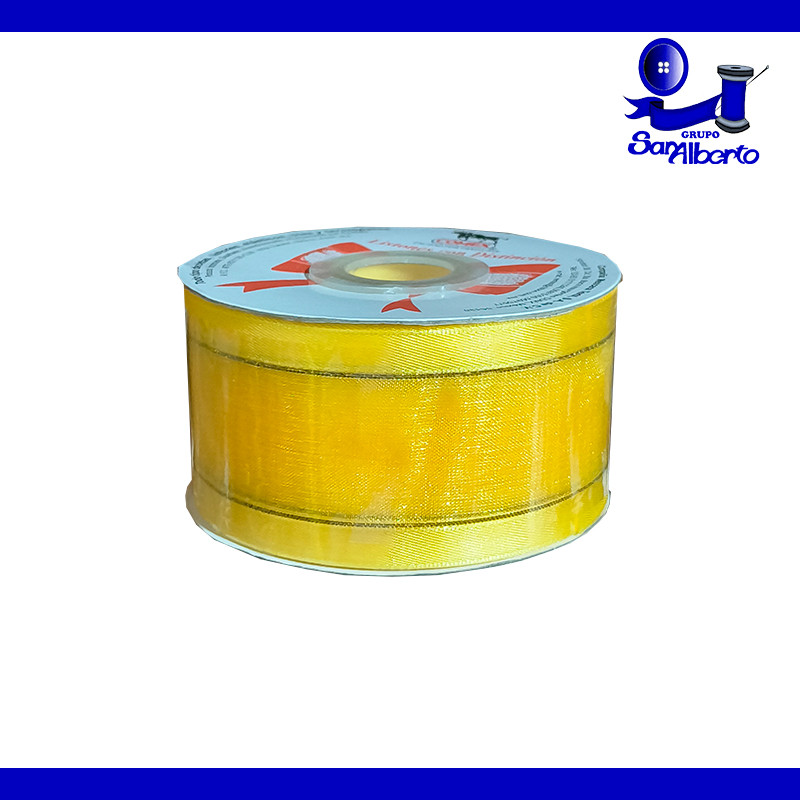 Organza Comex con Orilla Metálica Dorada No. 9