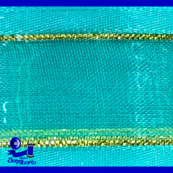 Organza Comex con Orilla Metálica Dorada No. 9